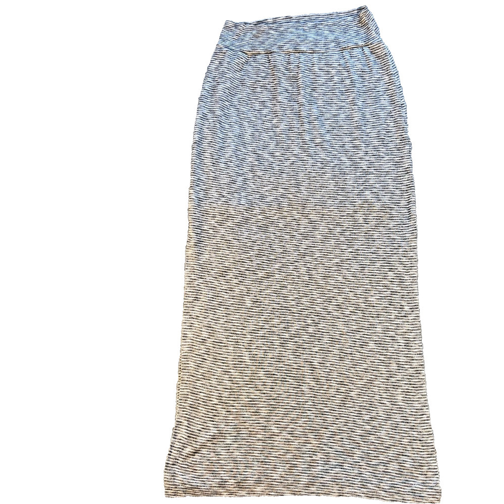 Lily White Maxi Skirt Black White Heathered High Slit USA Made Stretch large
